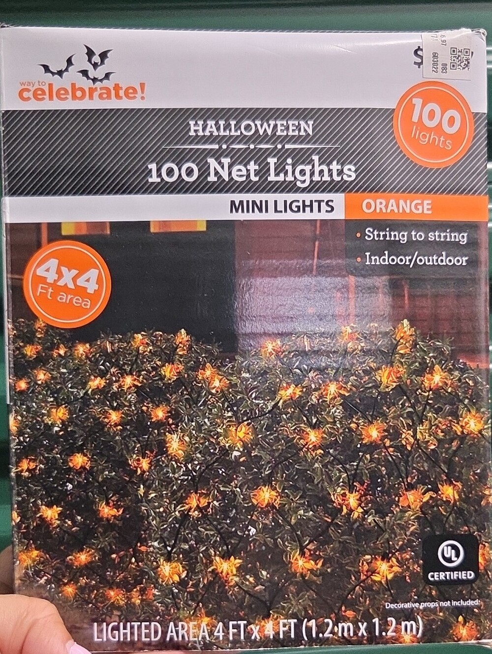 Celebrate, Orange Halloween Mini Net Lights -100, String To String, NIB